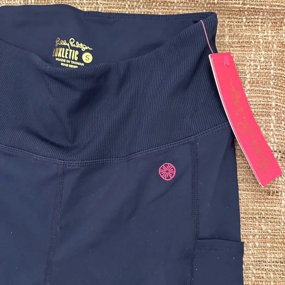 Lilly Pulitzer Fabletics Women's Navy and Pink Leggings Small - Picture 3 of 5